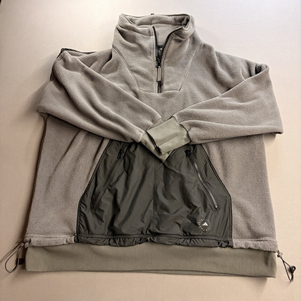 adidas by Stella McCartney Women’s XL Gray Oversized Fleece 1/4 Zip Pullover